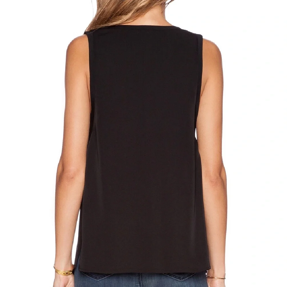 Theory Alwa Silk Modern GGT Black V-Neck Tank Top - Picture 3 of 7